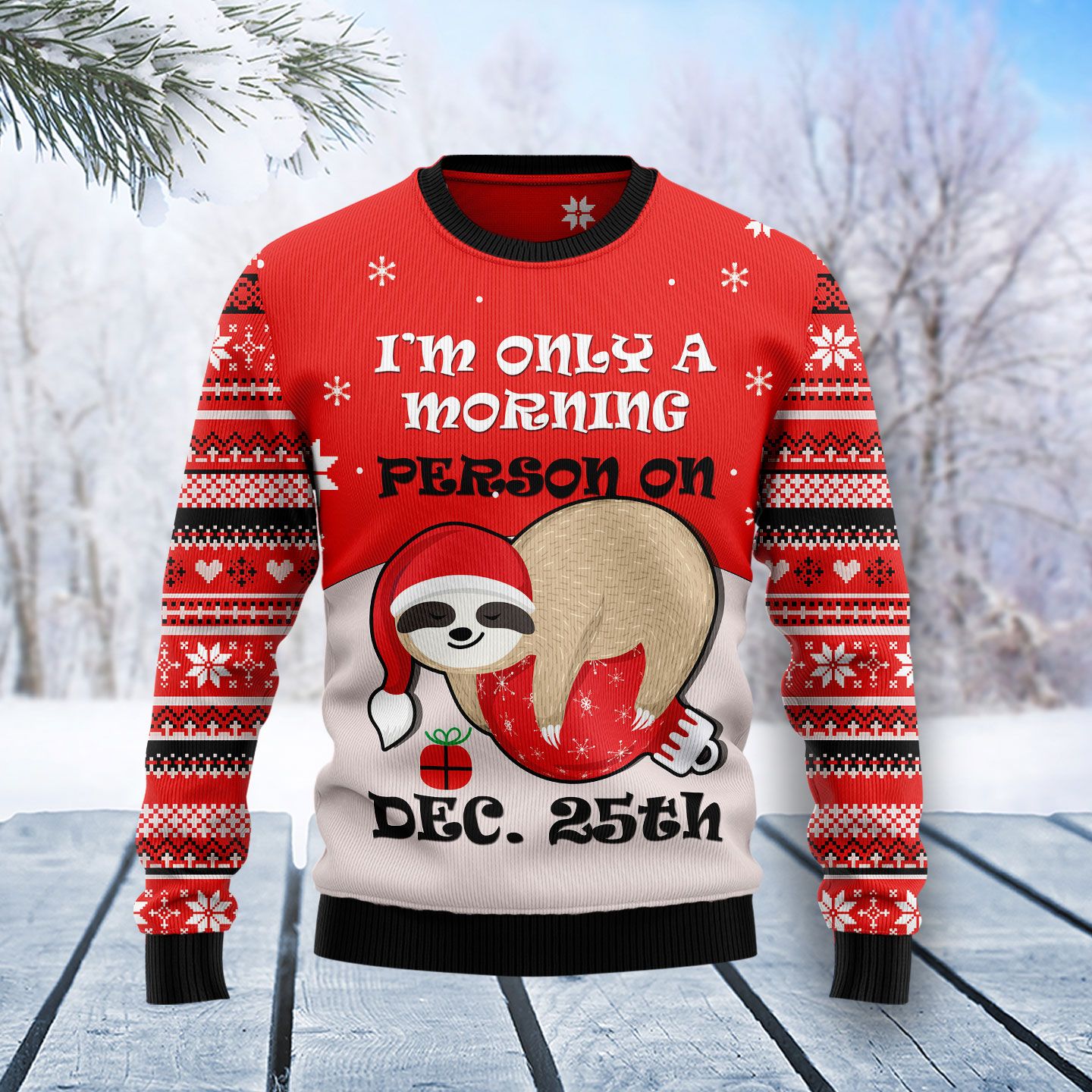 Sloth Morning Ugly Christmas Sweater | For Men & Women | Adult | Us4424