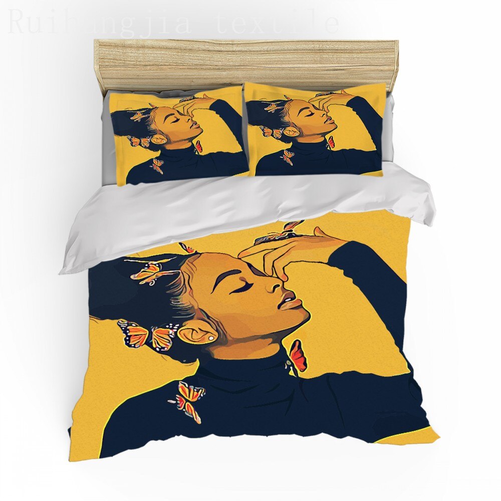 3D Printed Africa Woman Beding Linens Sexy Girl Duvet Cover Bedding Set African Bed Set Queen King Size