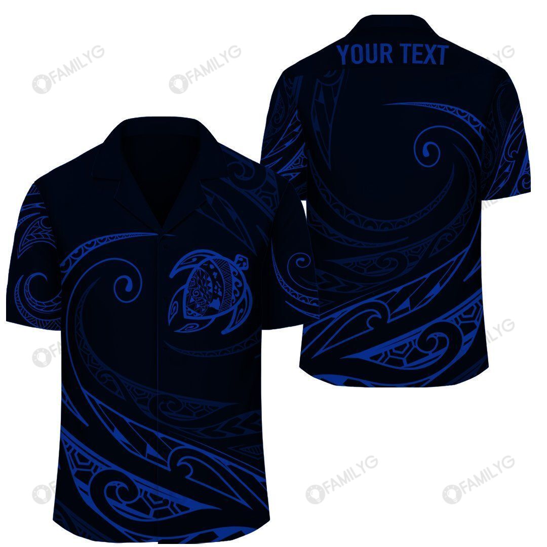 Polynesian Design Turtle – Blue – Frida Style Hawaii Shirt Summer Hawaiian For Men, Women, Couple