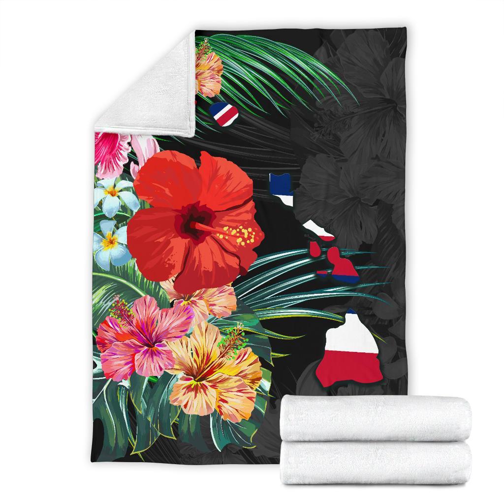 Alohawaii Premium Blanket – Hawaii Map Hibiscus Blanket – AH J0