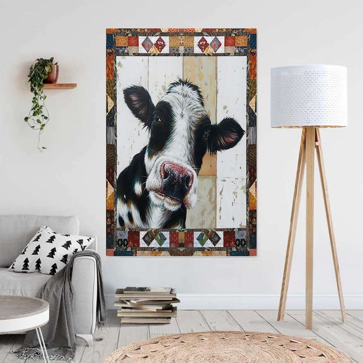 Canvas Prints Cute Cow Farm Wall Art Home Decor