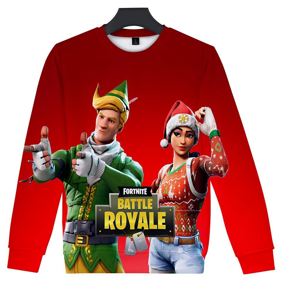 Fortnite Sweatshirts – Fortnite Game Christmas Series Christmas Dress Up Super Cool Red 3D Sweatshirt