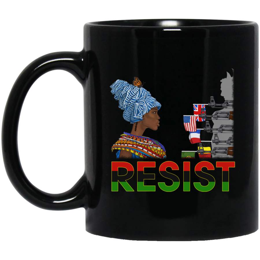 African American Coffee Mug Resist With Black Women And Butterfly 11oz – 15oz Black Mug