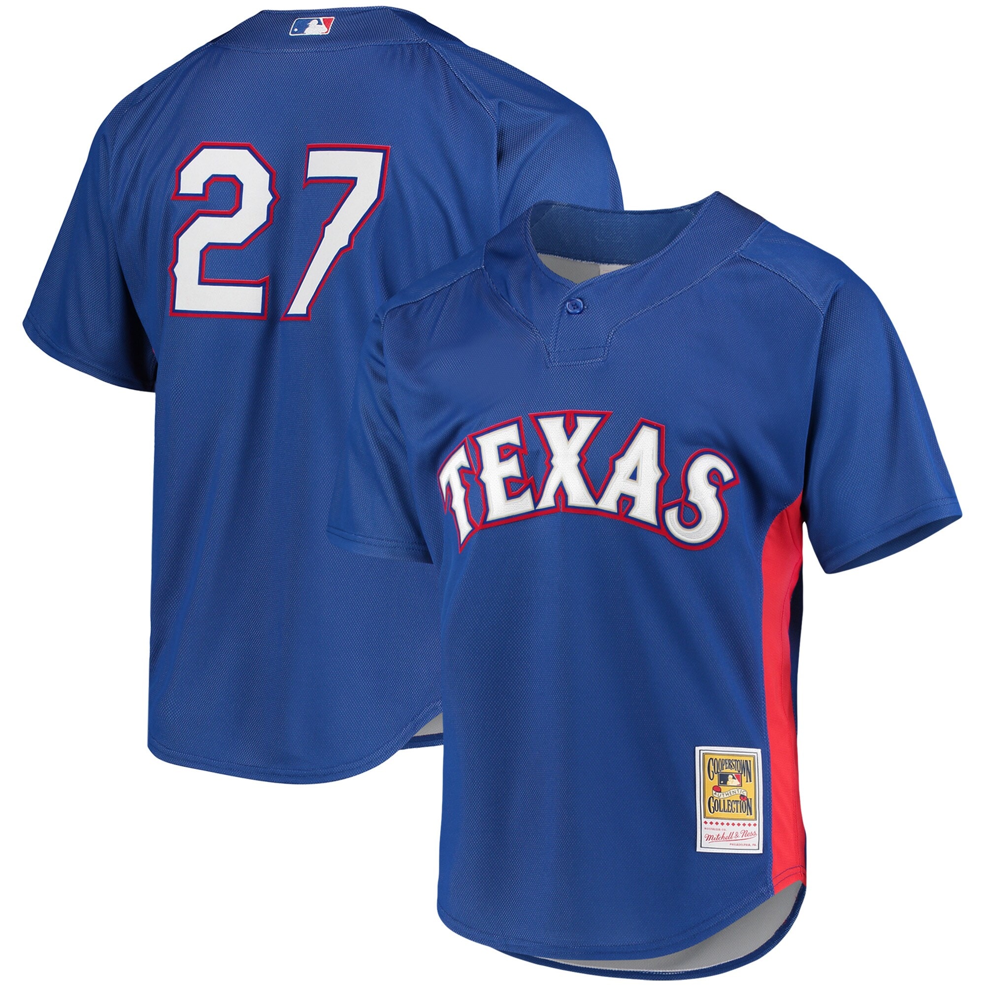 Men’s Texas Rangers Vladimir Guerrero Mitchell & Ness Royal Cooperstown Collection Mesh Batting Practice Button-Up Jersey