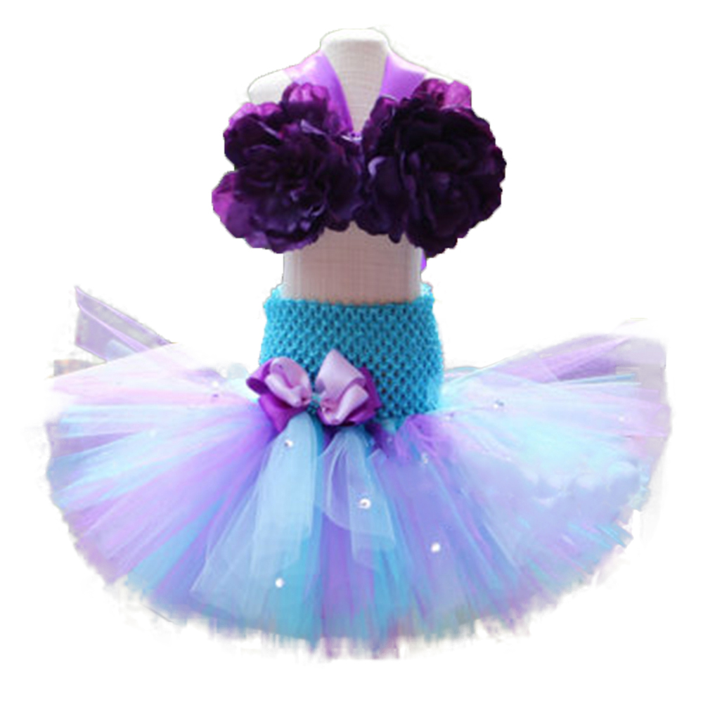 Baby Girls Mermaid Princess Dress Kid Under the Sea Theme Party Dress Up Clothes 1-12y Child Flower Fluffy Tutu Dress Carnival alx