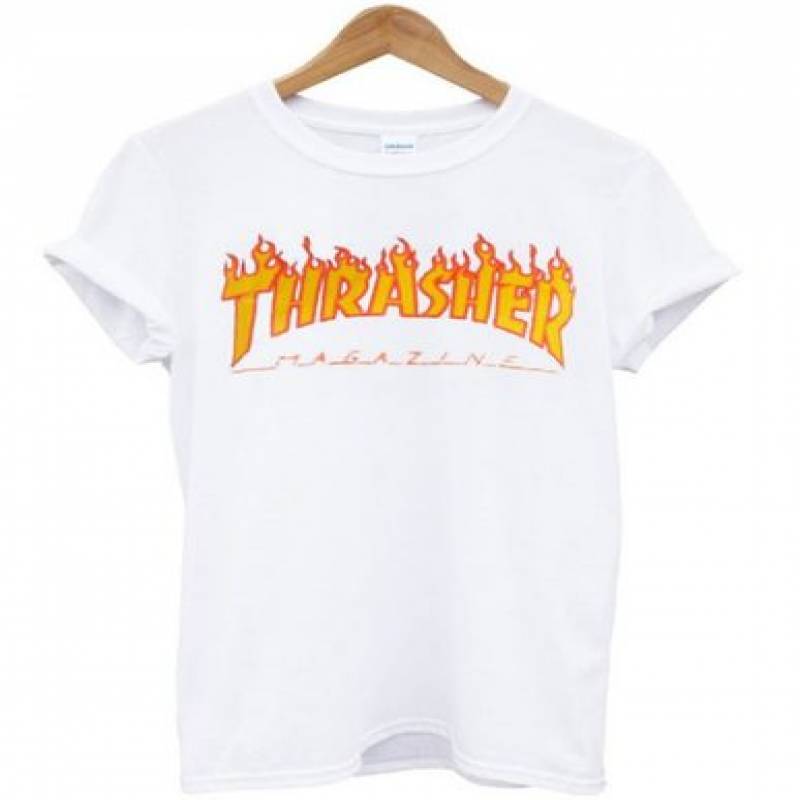 thasher magazine flame white t shirt