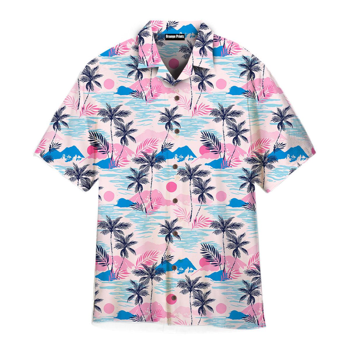 Pink Tropical Palm Tree Beach Aloha Hawaii Shirts For Men Women Ha37598