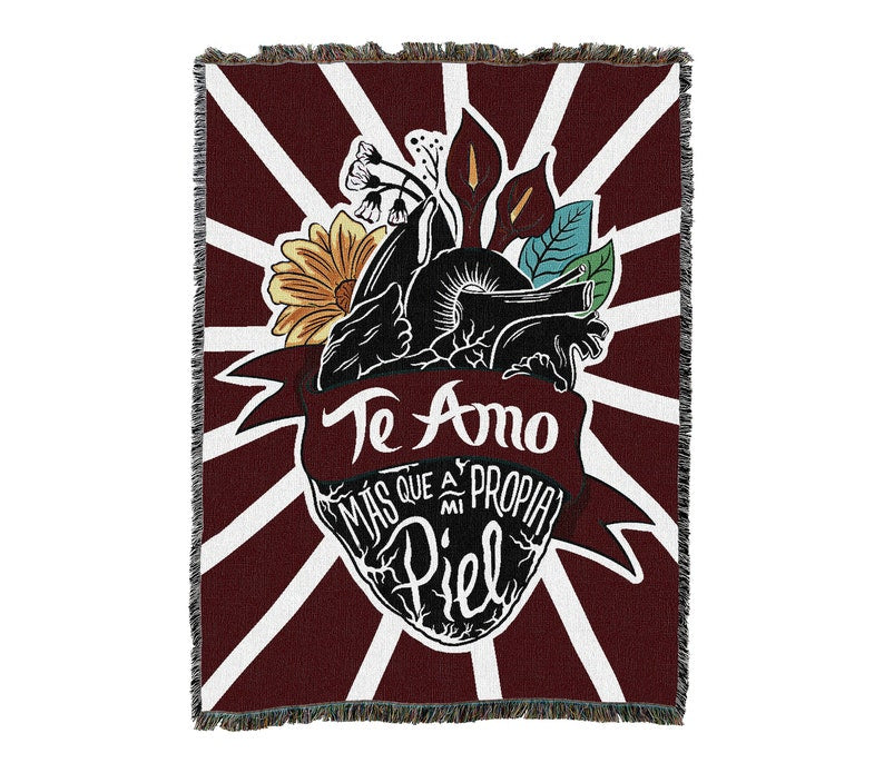 Te Amo  Mas Que A Mi Propia Piel Vintage Retro Style Couch Sofa Blanket,  Woven Throw Blanket Home Decor