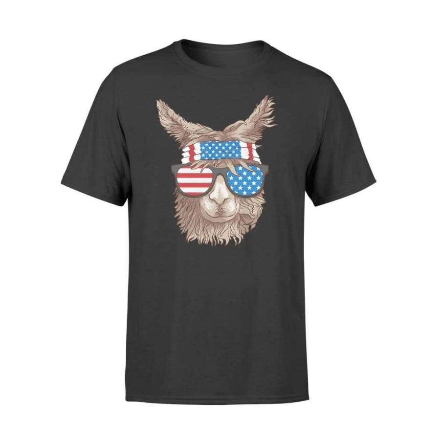 USA Patriotic Llama Cute Animal Lovers Funny America Gift – Standard T-shirt