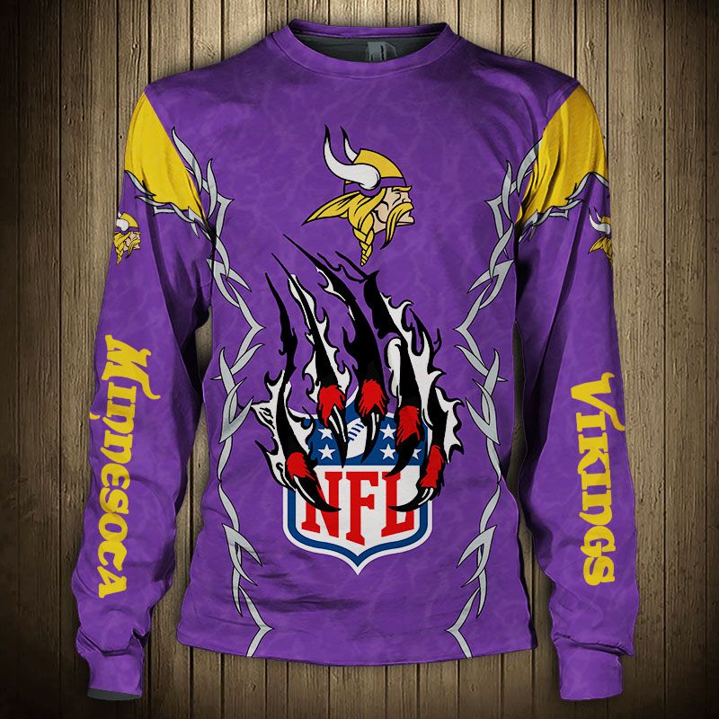 Minnesota Vikings Claw 3D Gift For Fan 3D Full Printing Sweatshirt