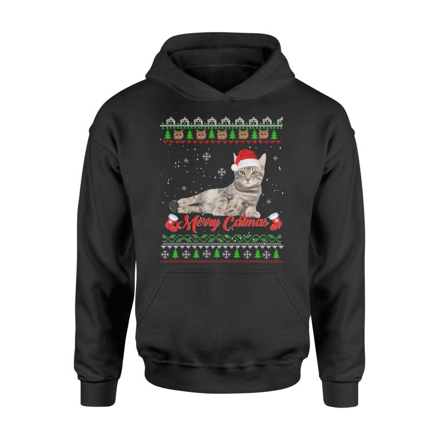 Ugly Christmas Sweater Cat Shirt Christmas Cat Gifts Women Long Sleeve T-Shirt – Standard Hoodie