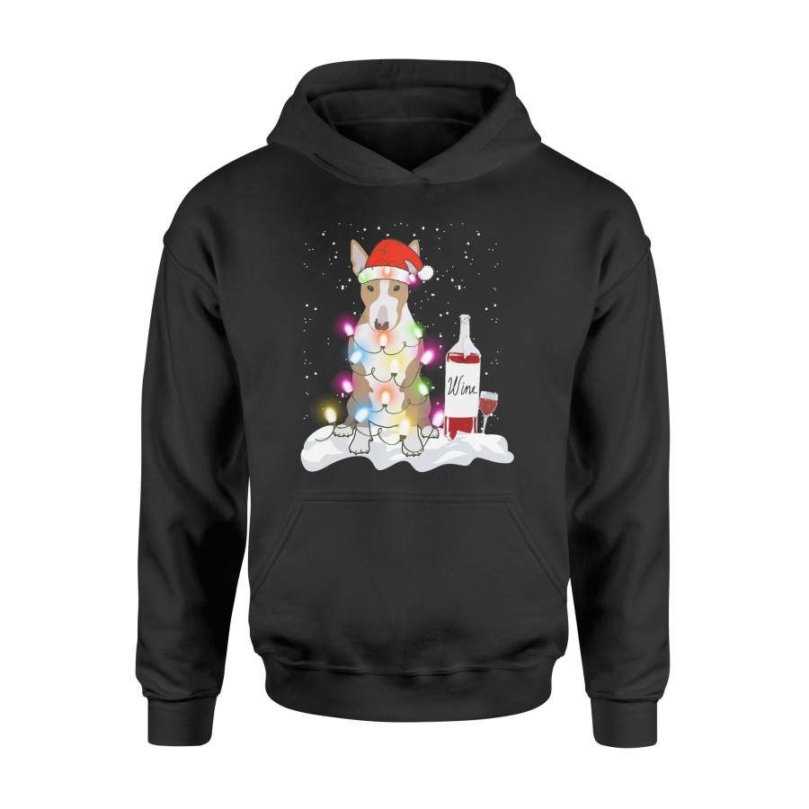 English Bull Terrier Christmas Lights Gift Wine Lover T-Shirt – Standard Hoodie