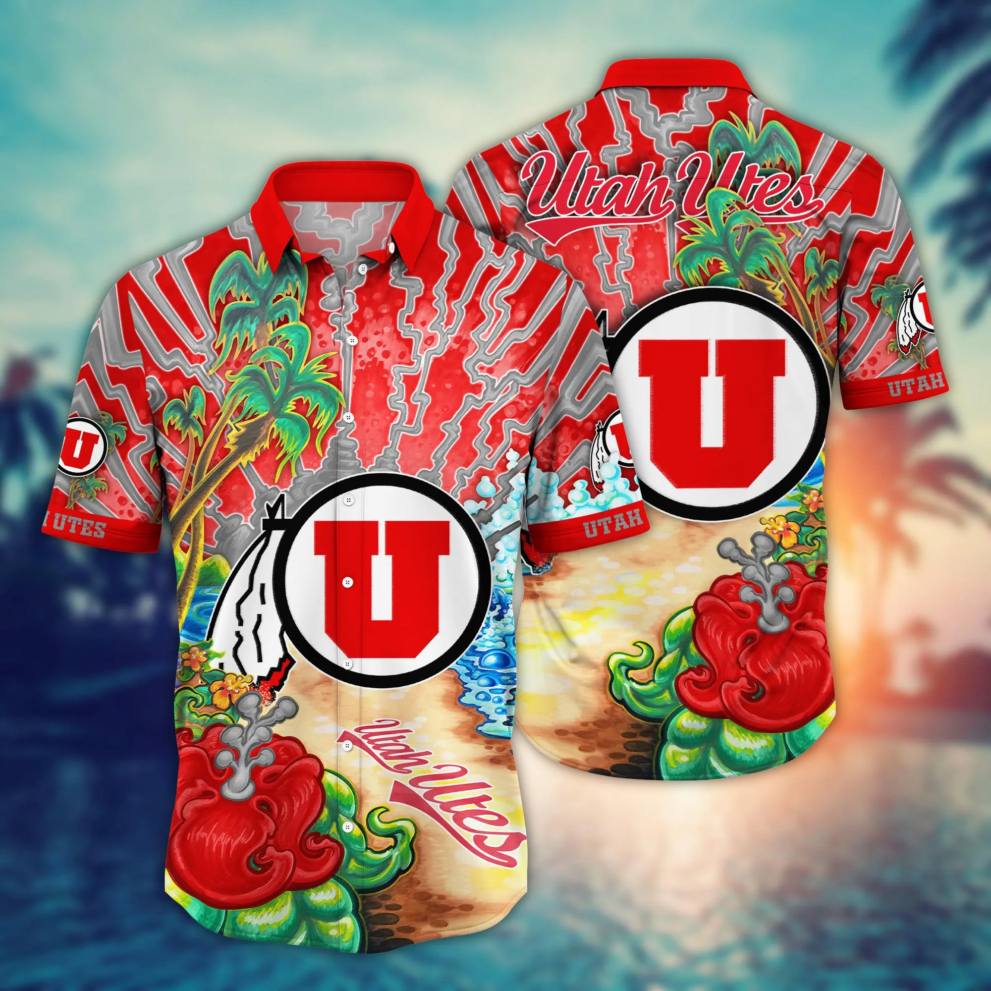 Utah Utes NCCA Hawaiian Shirt Sun Showerstime Aloha Shirt