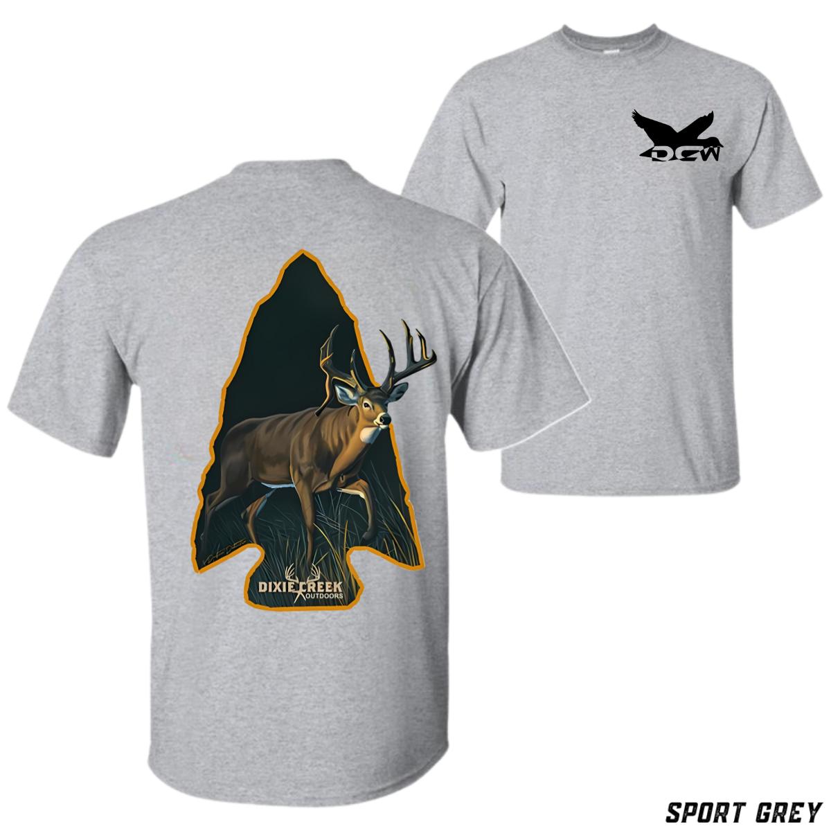Dixie Creek Outdoors T-Shirt Majestic Buck Arrowhead Design for Hunting Lovers, Trending Deer Graphic Tee, Perfect Gift for Country Men
