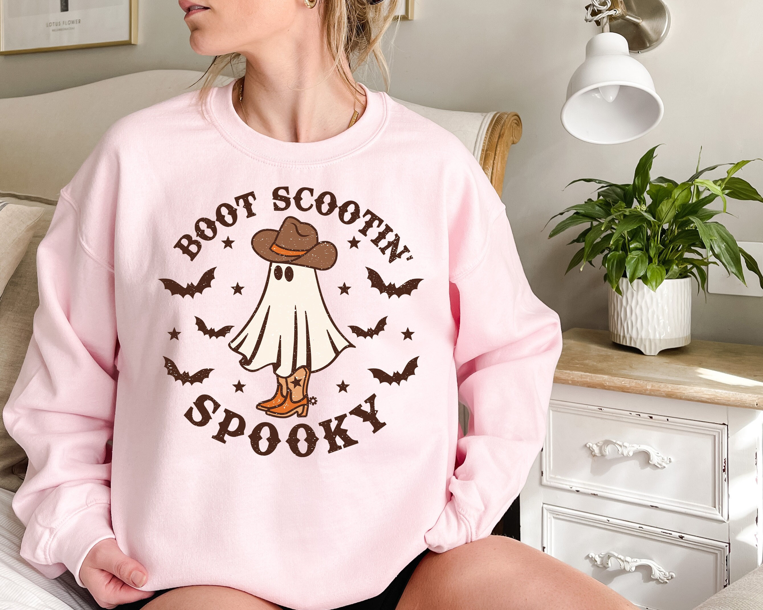 Boot Scootin Spooky Sweatshirt and Hoodie,Halloween Shirt ,Cowboy Ghost Shirt,Western Halloween Shirt, Cute Spooky Shirt, Halloween Gift