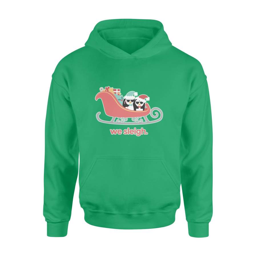 Christmas Gift Two Penguins Sit In The Pink Sleigh And Have A Lot Of Gifts For Christmas – Standard Hoodie