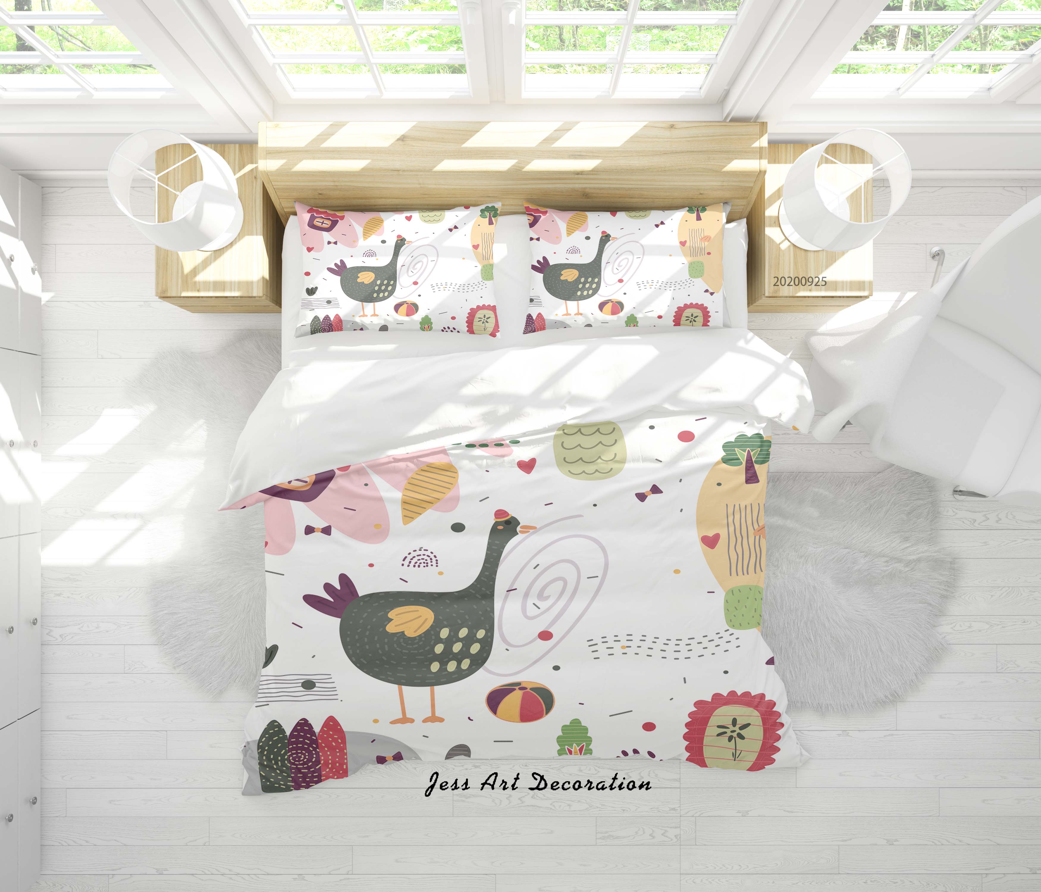 3D Cartoon Animal Chicken Pattern Quilt Cover Set Bedding Set Duvet Cover Pillowcases Wj 6461