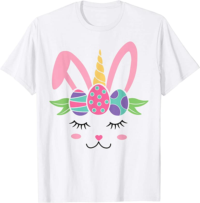 Cute Easter Bunny Unicorn Face Women Girls Toddler T-Shirt