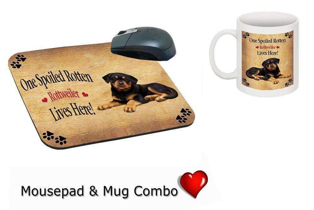 Rottweiler Puppy Spoiled Rotten Dog Mug & Mousepad Combo Gift Set