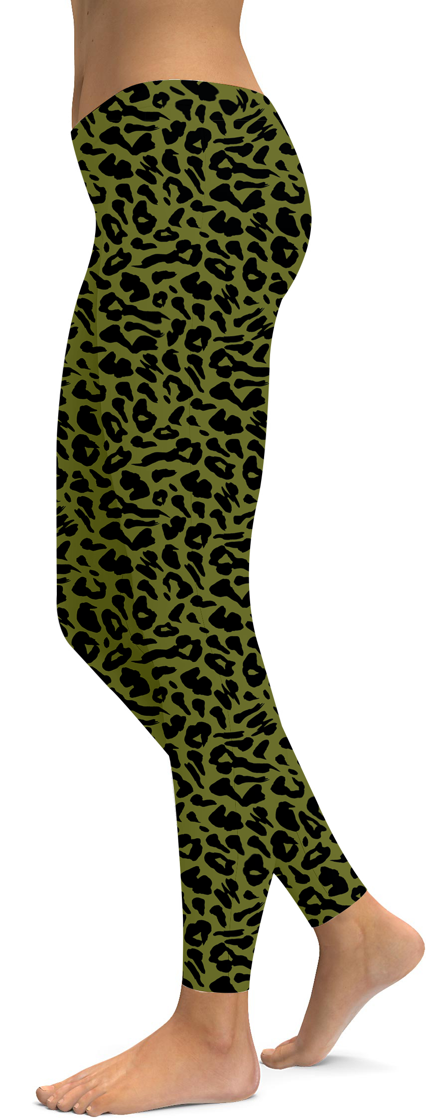 Olive Green Leopard Skin Leggings