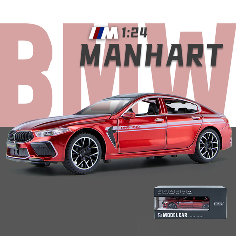 1/24 BMW M8 Manhart MH8 800 Alloy Sports Car Model Diecast & Metal Toy Vehicle Model Pull Back Sound Light Decoration Kids Gifts alx