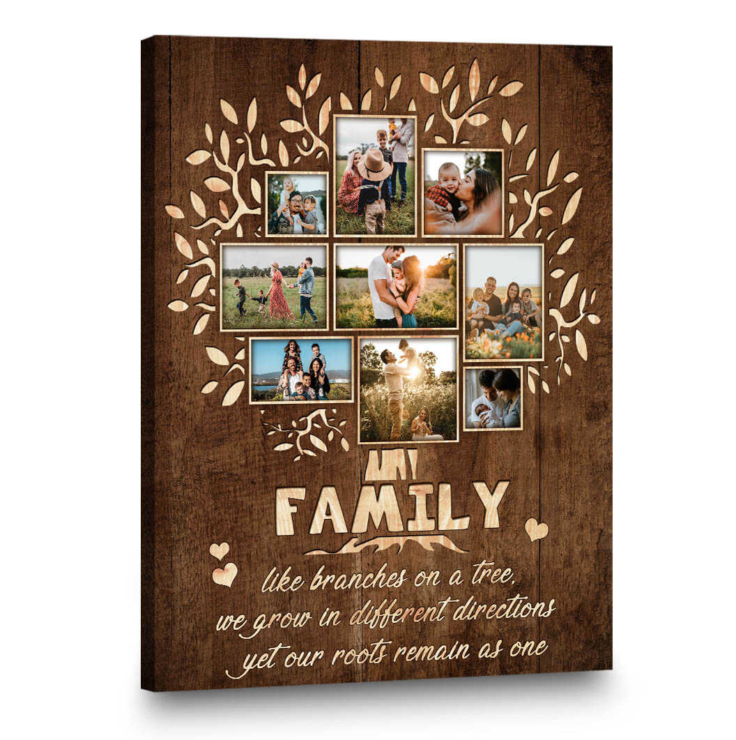 Family Tree Collage, Personalized Family Gift, Family Like Branches On A Tree Canvas Wall Art