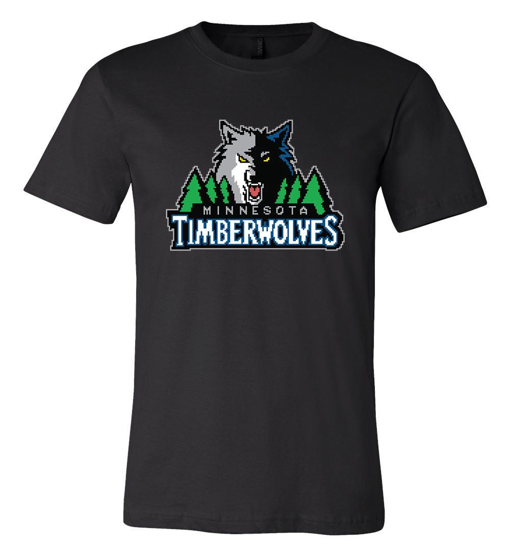 Minnesota Timberwolves  8 Bit Retro Tecmo Logo T Shirt