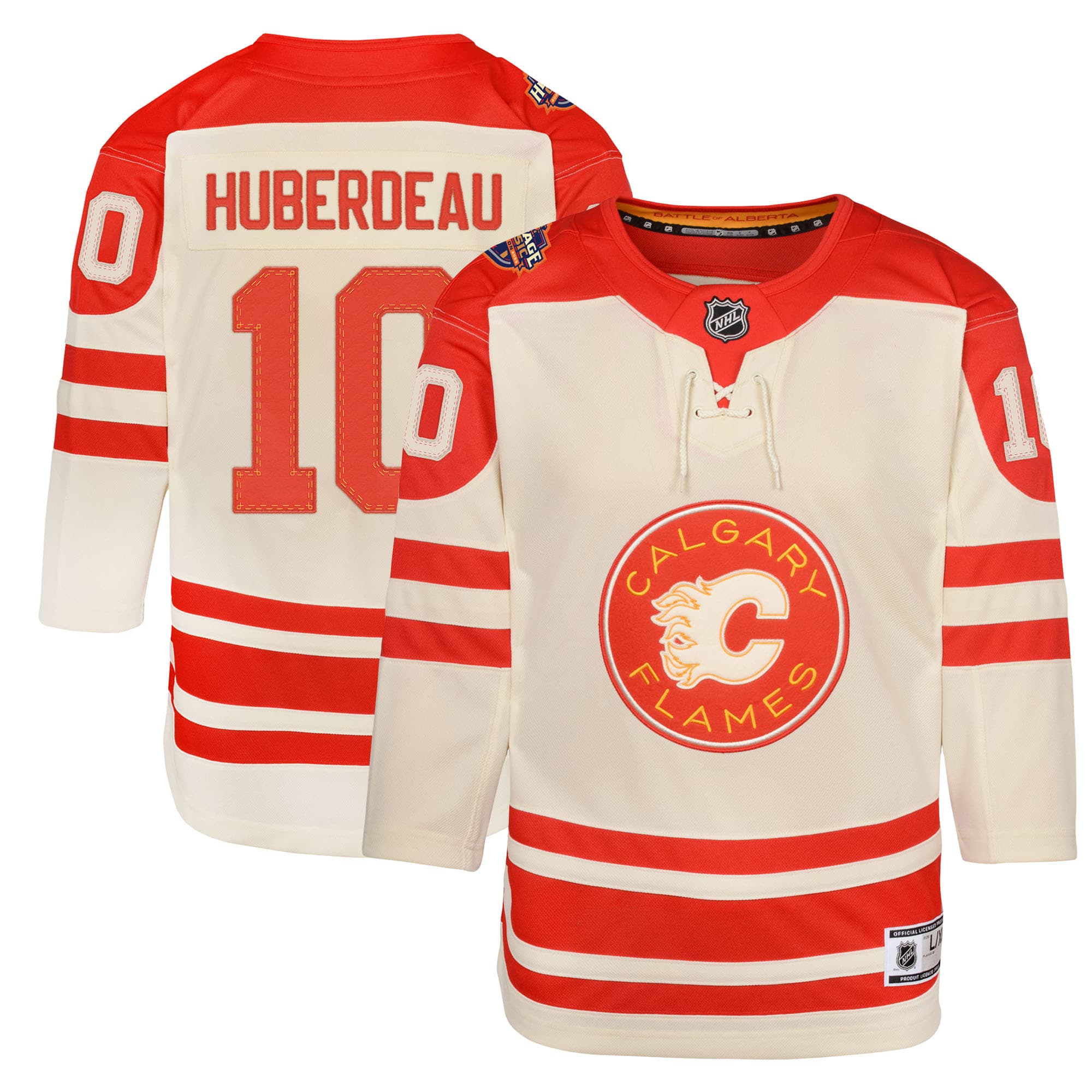 Jonathan Huberdeau Calgary Flames Youth 2023 NHL Heritage Classic Premier Player Jersey  Cream