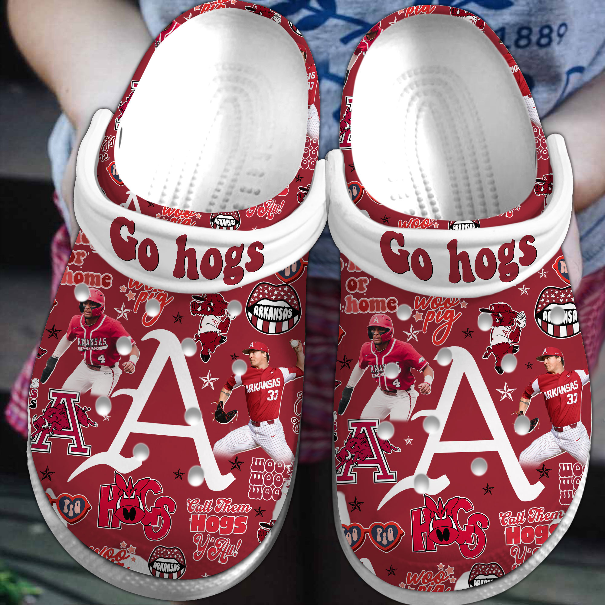 Arkansas Razorbacks NCAA Sport Crocs Crocband Clogs Shoes Comfortable For Men Women and Kids