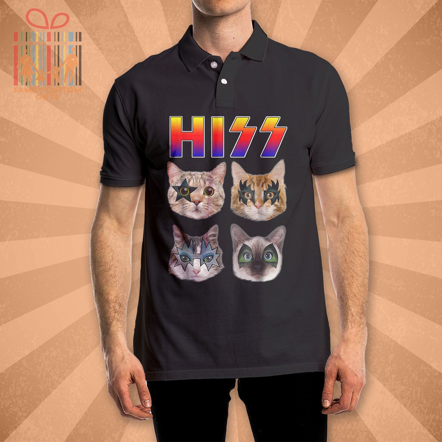 Custom Polo Shirts Hiss Funny Cats Kittens Rock Rockin Polo Shirts For Men Women