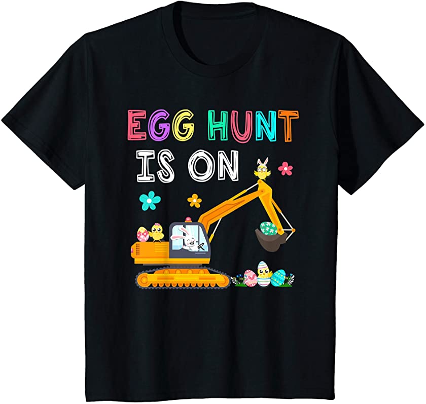 Kids Happy Easter Bunny Excavator Easter Egg Hunt Is On Boys Kids T-Shirt