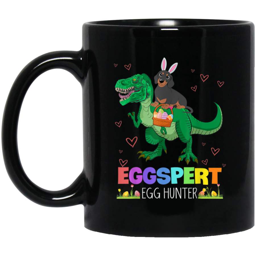 Easter Bunny Dachshund Riding Trex Dinosaur Easter Eggs Mug