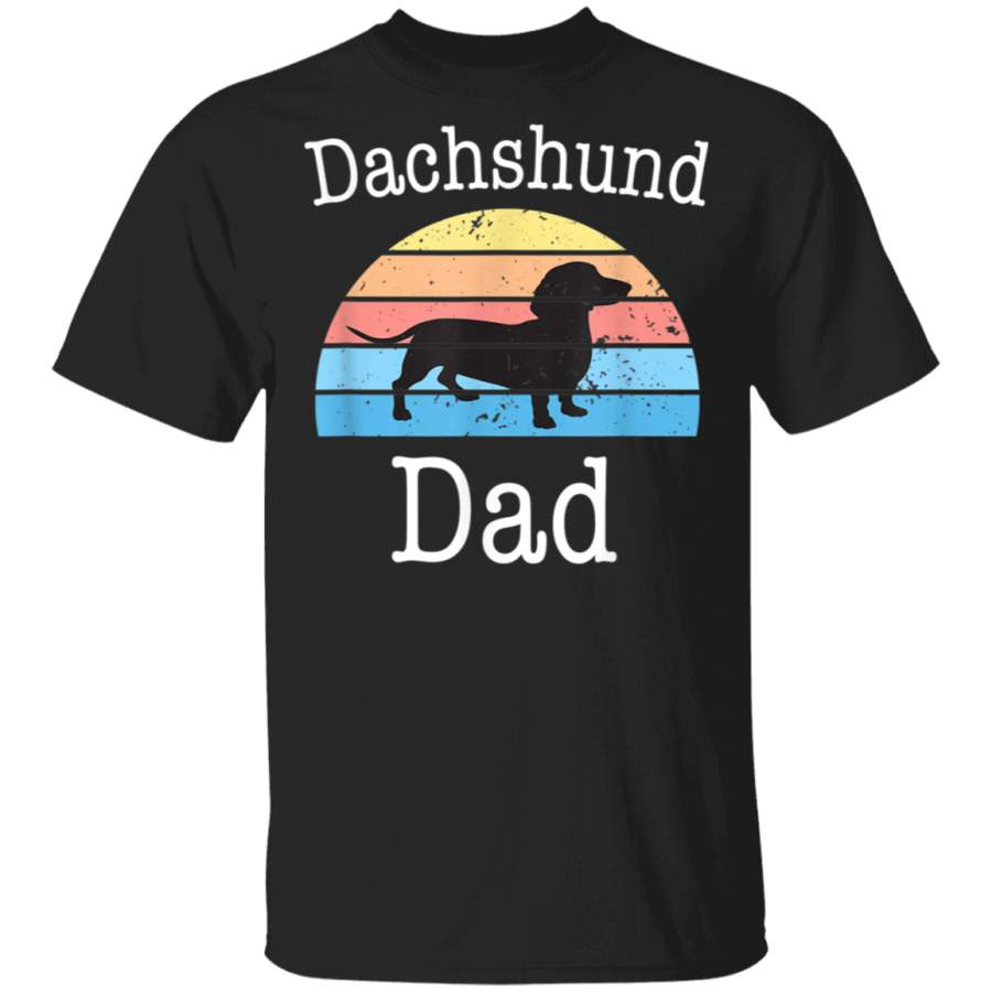 Dachshund Dad Retro Vintage Funny Doxie Wiener Dog Mens Gift TShirt