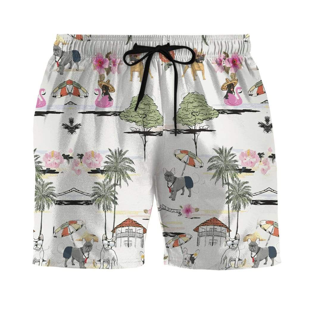 Gearhumans French Bulldog Hawaiian Beach Retro Custom Summer Shorts Swim Trunks Ha105770