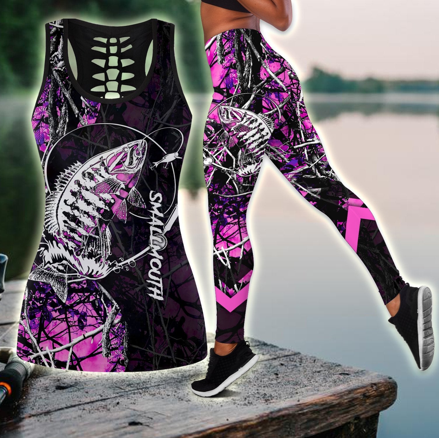 Women Tank Top Leggingsbass Fishing Tattoo Country Girl Camo Combo Legging + Tank