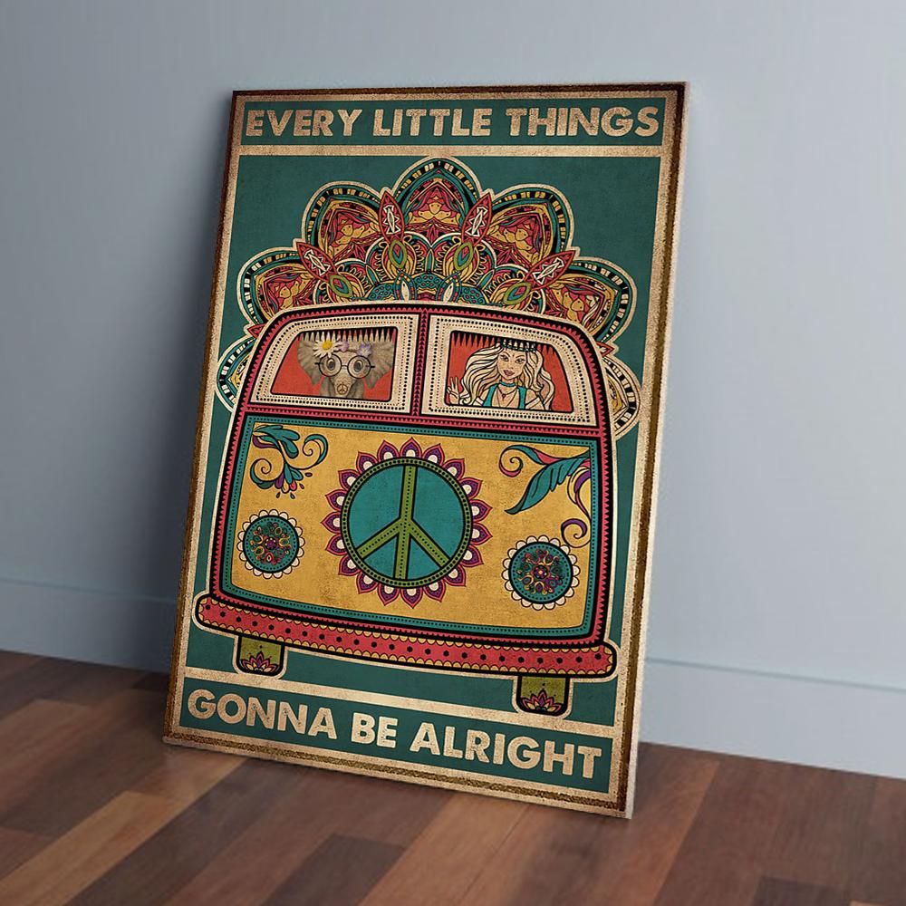 Every Little Things Gonna Be Alright Girl Elephant Bus Hippie Matte Canvas