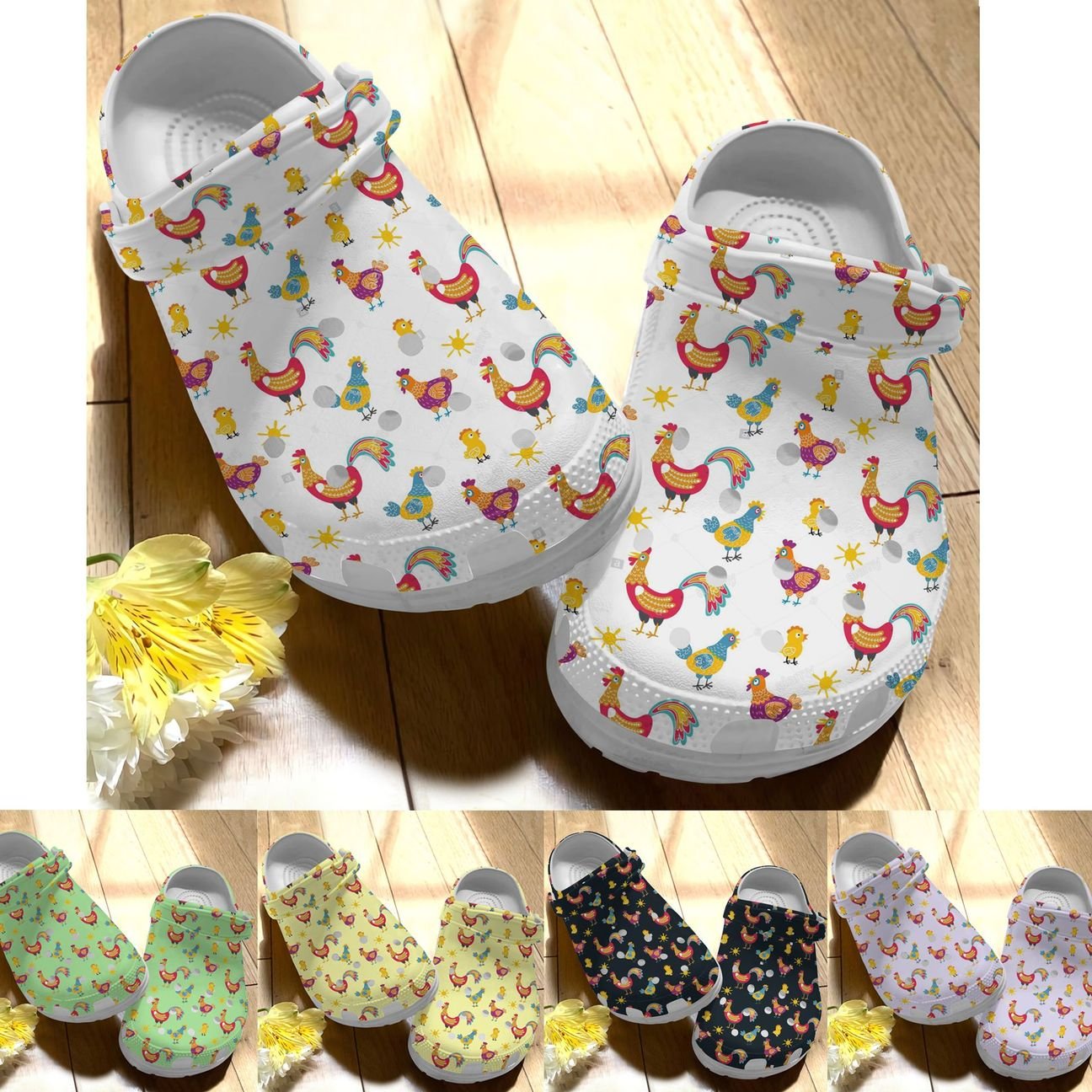 Chicken Personalize Clog, Custom Name, Text, Fashion Style For Women, Men, Kid, Print 3D Cute Chicken Collection