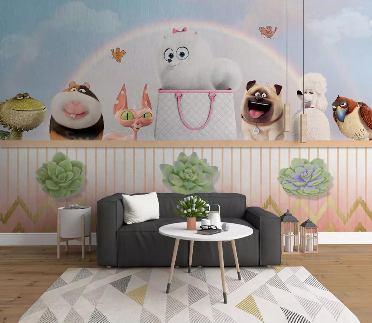 3D Color Cartoon Animals Wall Mural Wallpaper 408