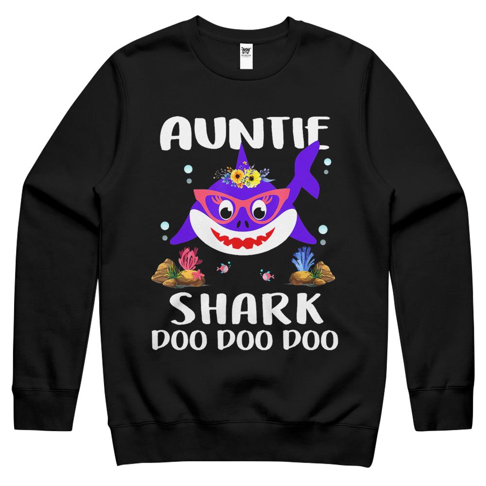 Auntie Shark Shirt Mothers Day Gift Idea For Mother Wife Crewneck Sweatshirt