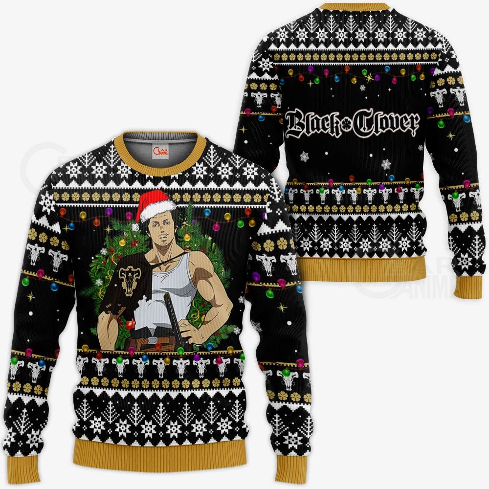 Yami Sukehiro Ugly Christmas Sweater Black Clover Anime Xmas Gift Va11 Unisex Men Women