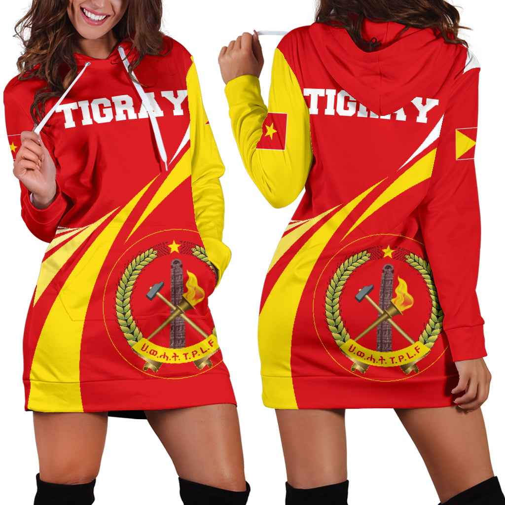 1Sttheworld Tigray Women’S Hoodie Dress, Tigray Swirly Lion Flag Tigray Swirlt Ver 2 A10