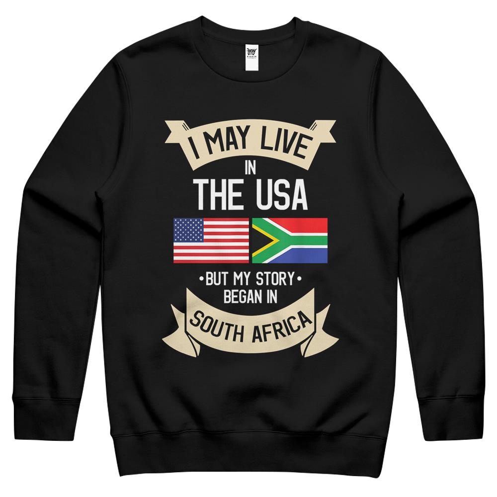 South Africa American Flag Usa South African Roots Gifts Crewneck Sweatshirt