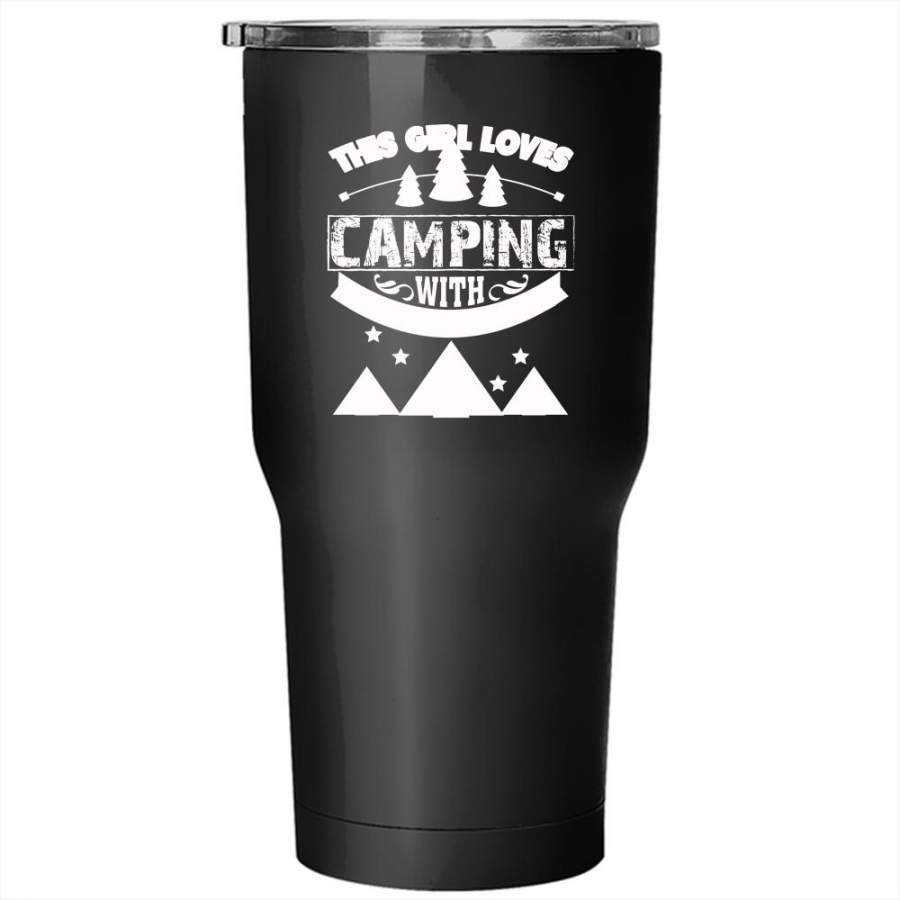 This Girl Loves Camping With Her Husband Tumbler 30 oz Stainless Steel, Couple Travel Mug
