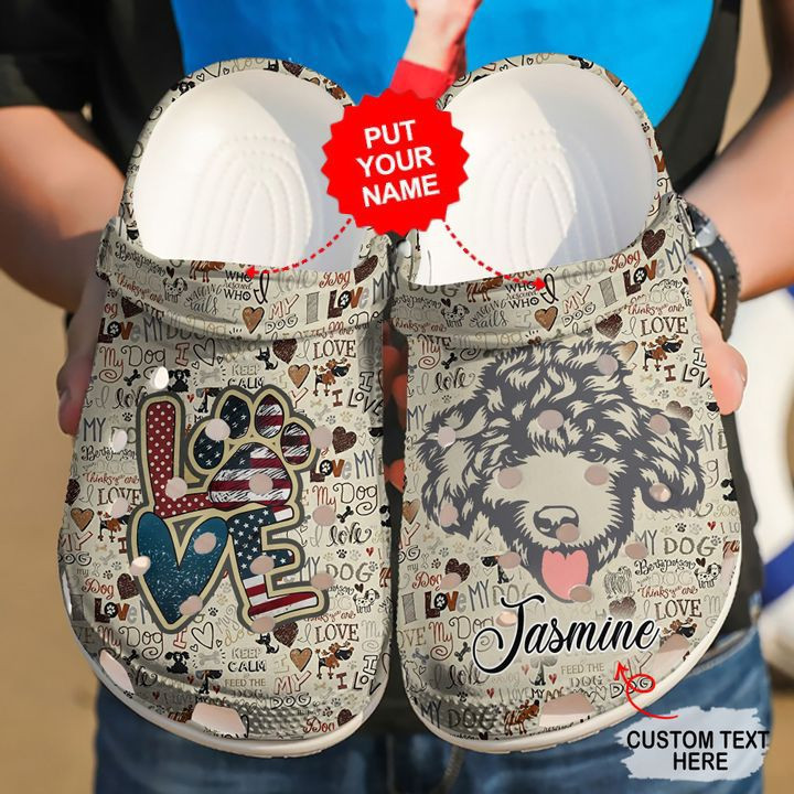 Dog – Poodle Personalized Love Vintage Clog Shoes For Men And Women