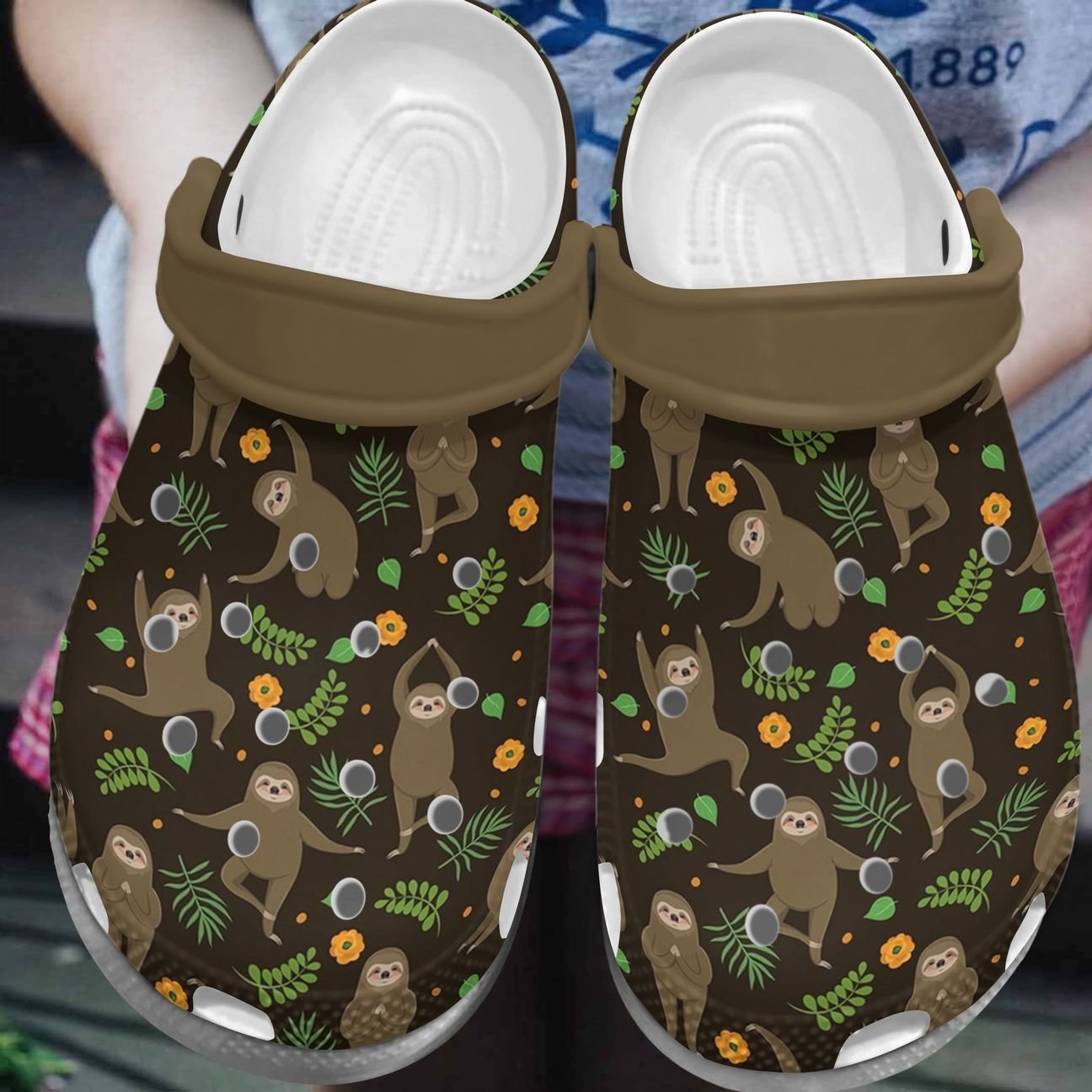 Sloth Personalize Clog, Custom Name, Text, Fashion Style For Women, Men, Kid, Print 3D Yoga Sloth