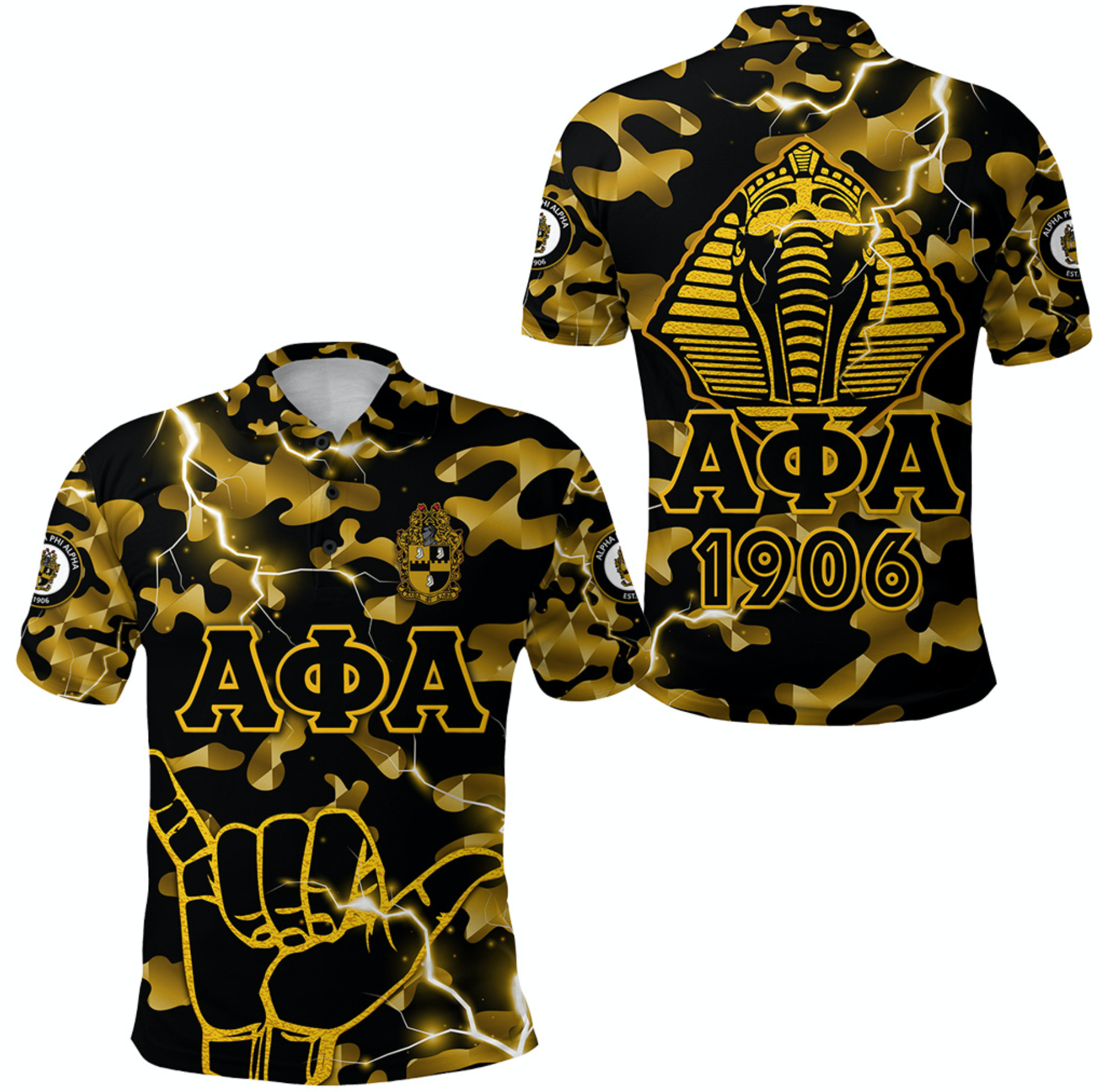 Alpha Phi Alpha Fraternity Polo Shirt Camouflage Vibes – Hand Sign No.1 Lt8