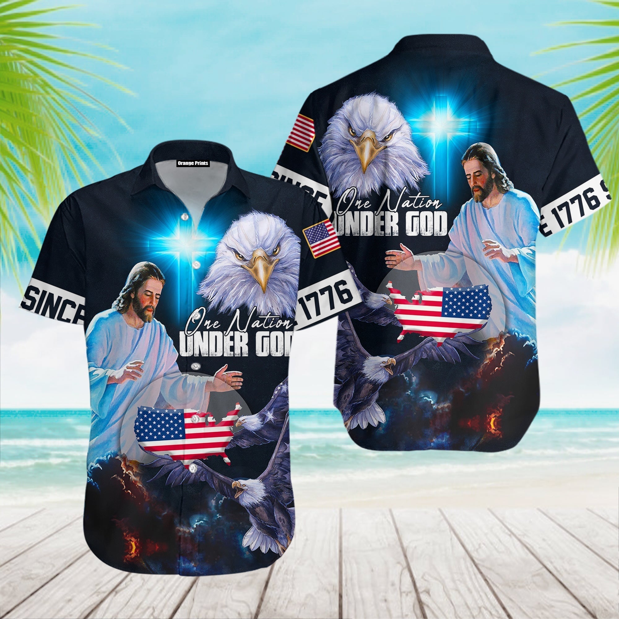 Christian Jesus One Nation Under God Since 1776 Aloha Hawaii Shirts For Men And Women Ha60869