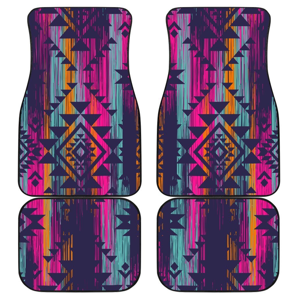 Native Tribal Aztec Pattern Print Front And Back Car Floor Mats, Front Car Mat