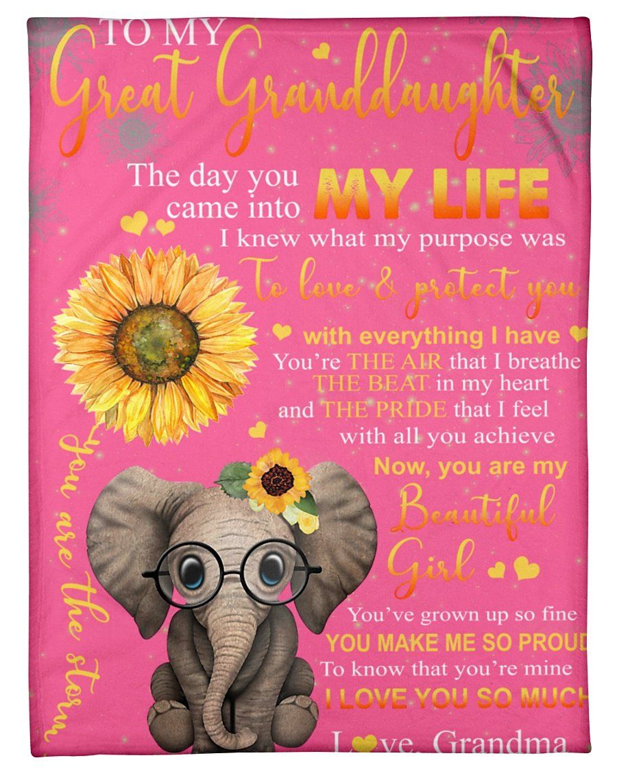 Grandma Gift For Great Granddaughter Elephant I Love You So Much Fleece Blanket