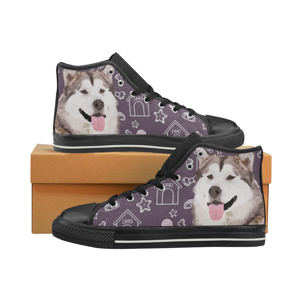 Alaskan Malamute Black Men’s Classic High Top Canvas Shoes